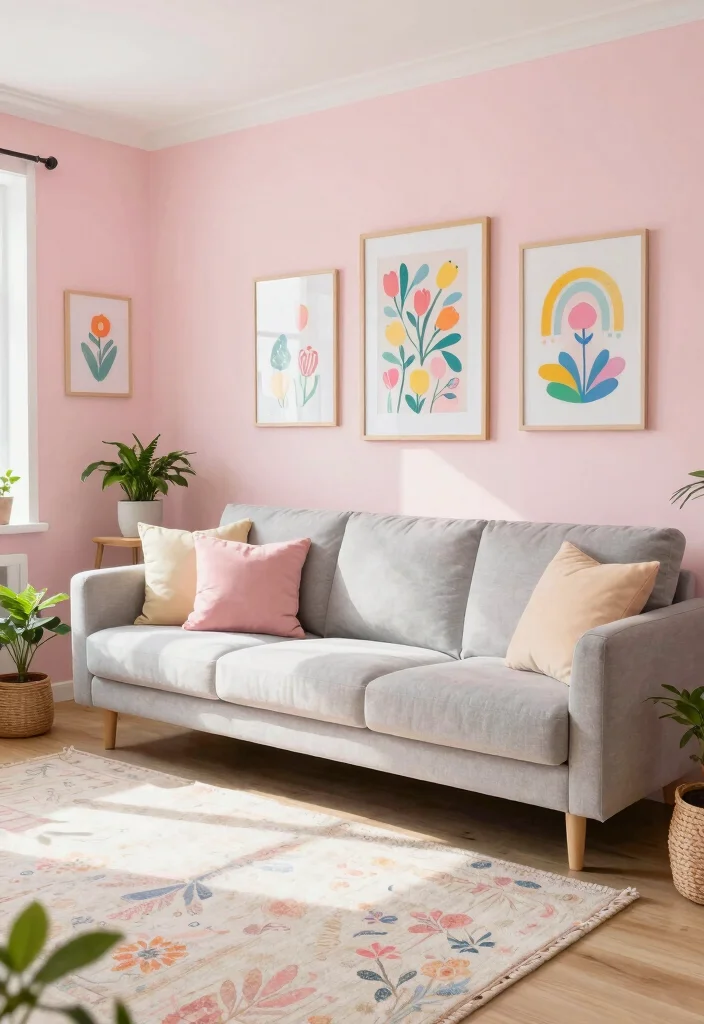 14 Living Room Paint Ideas That Refresh Everything 6. Playful Pastels for Cheerfulness 0
