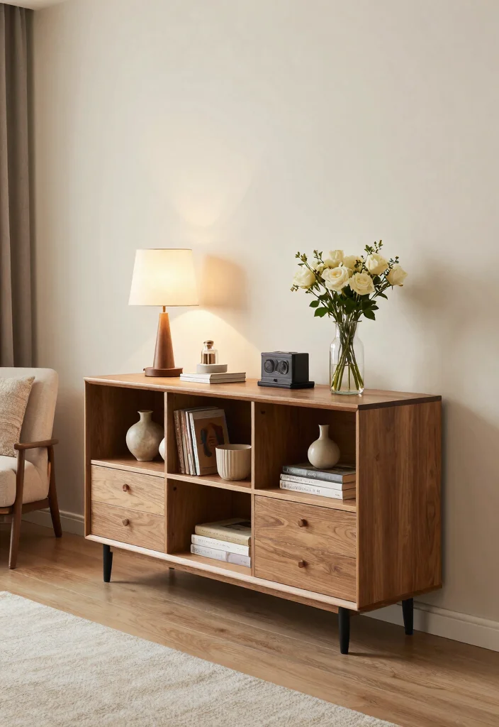 14 Living Room Wall Unit Ideas That Hide Clutter 10. Stylish Console Tables with Storage 0