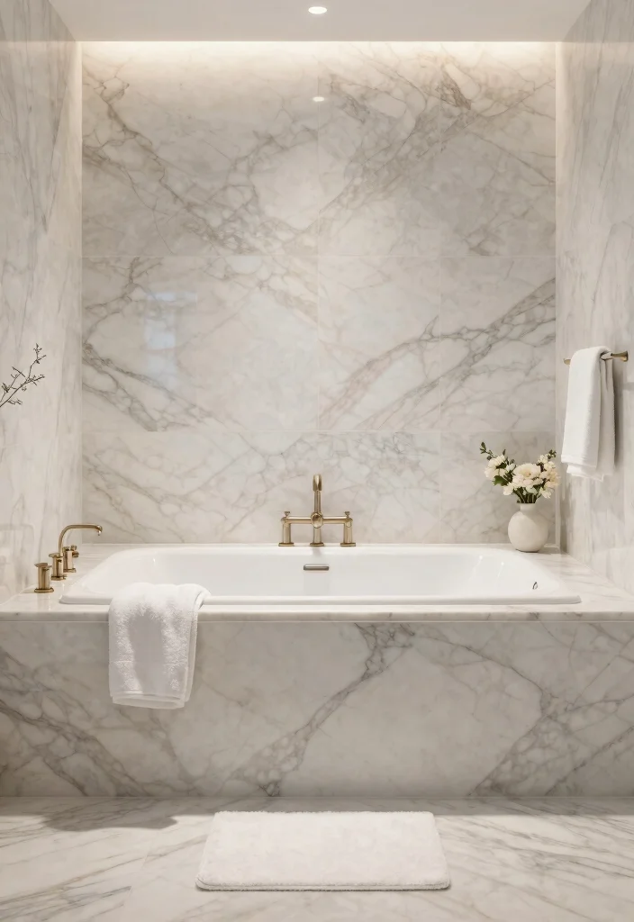 14 Marble Bathroom Ideas That Always Look Expensive 40 14 Marble Bathroom Ideas That Always Look Expensive 10. Natural Marble Surround 0