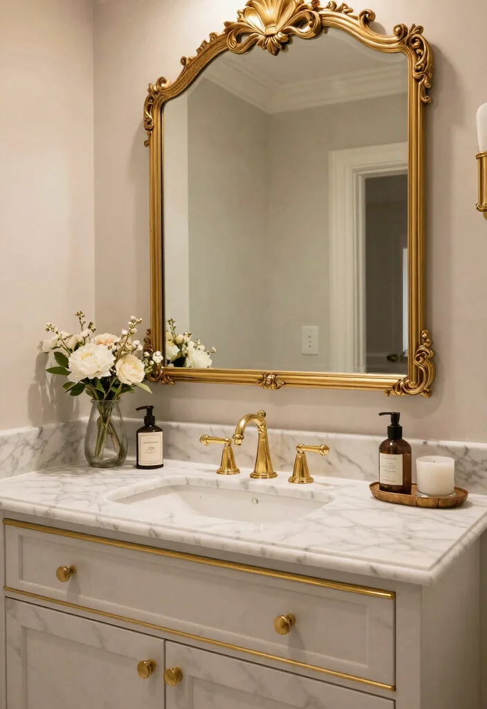 14 Marble Bathroom Ideas That Always Look Expensive 53 14 Marble Bathroom Ideas That Always Look Expensive 13. Marble and Gold Accents 0