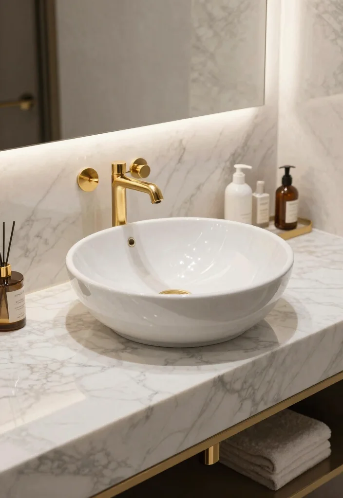 14 Marble Bathroom Ideas That Always Look Expensive 26 14 Marble Bathroom Ideas That Always Look Expensive 6. Marble Countertops with Vessel Sinks 0