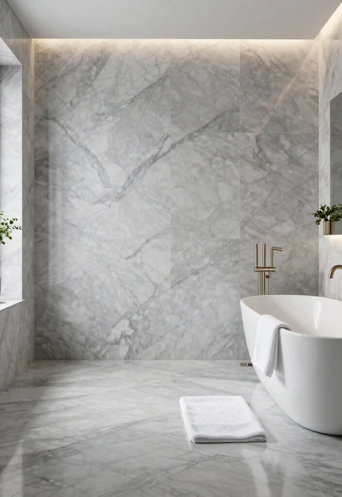 14 Marble Bathroom Ideas That Always Look Expensive 27 14 Marble Bathroom Ideas That Always Look Expensive 7. Floor to Ceiling Marble 0