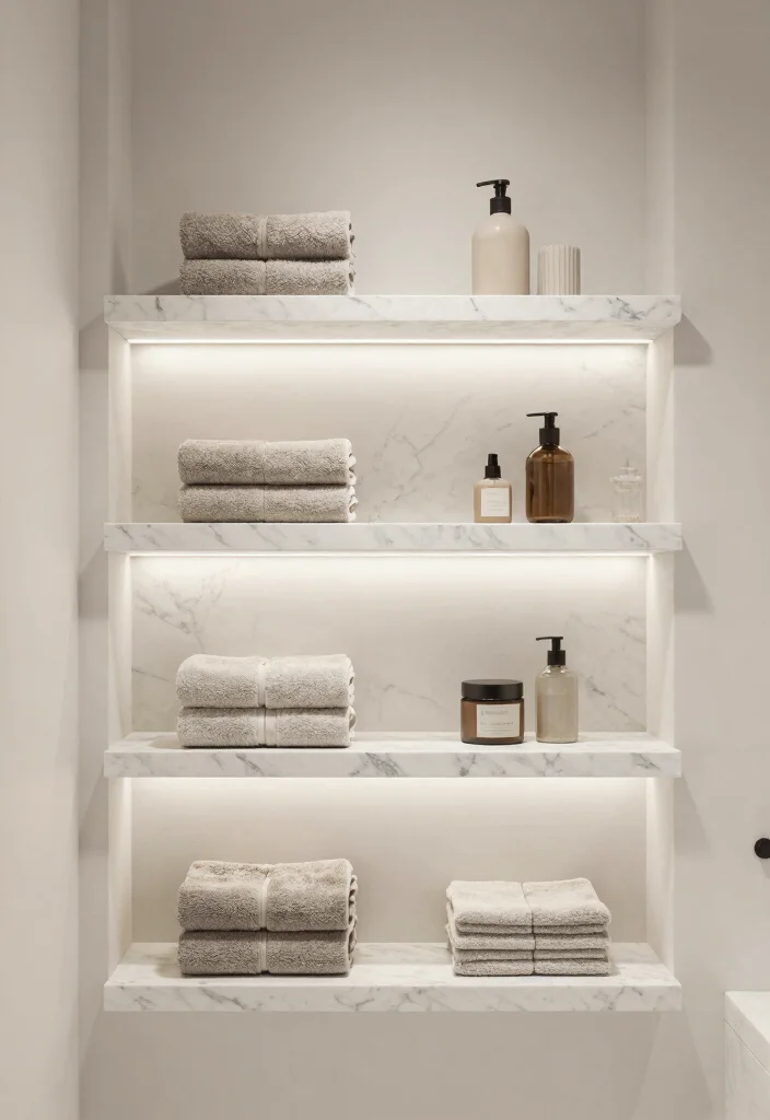 14 Marble Bathroom Ideas That Always Look Expensive 39 14 Marble Bathroom Ideas That Always Look Expensive 9. Integrated Marble Shelving 0