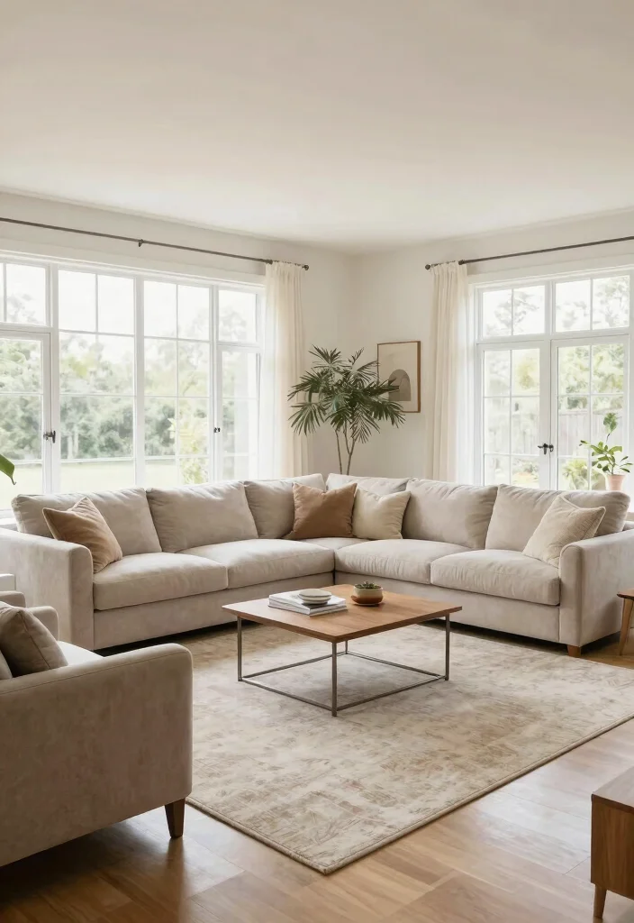 14 Neutral Living Room Ideas That Feel Calm and Elevated 12. Open Space Layout 0