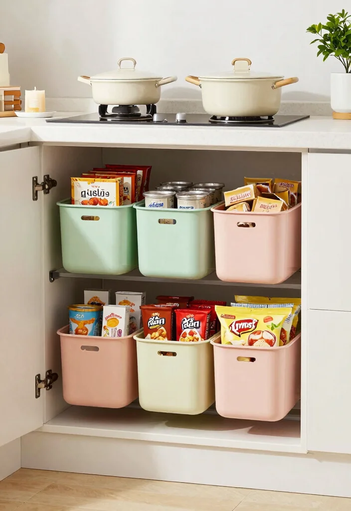 14 Smart Kitchen Ideas That Make Life Easier 6. Under Shelf Storage Bins 0