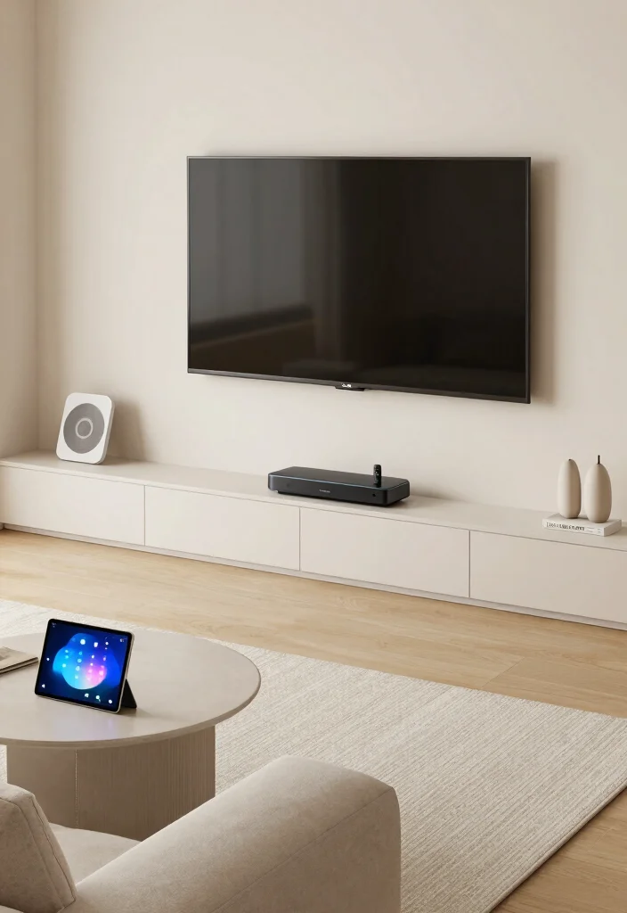 14 TV Area Ideas for Living Rooms That Look Clean 11. Smart Technology Integration 0