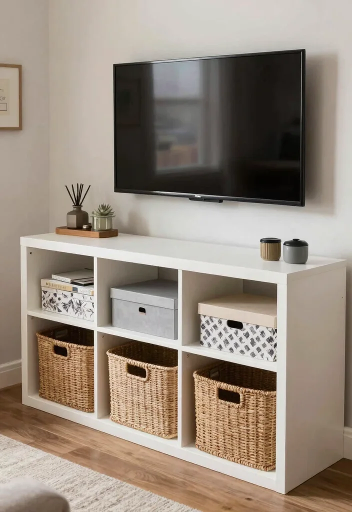 14 TV Area Ideas for Living Rooms That Look Clean 13. Compact Storage Solutions 0