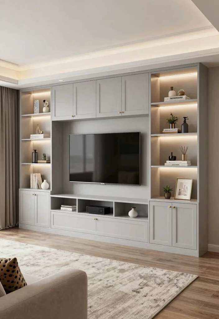 14 TV Area Ideas for Living Rooms That Look Clean 3. Built in Entertainment Center 0