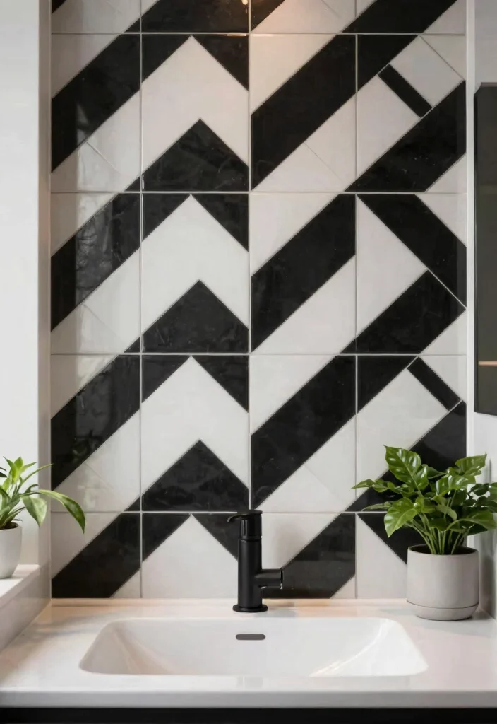 15 Bathroom Backsplash Ideas That Completely Change the Look 10. Geometric Patterns 0
