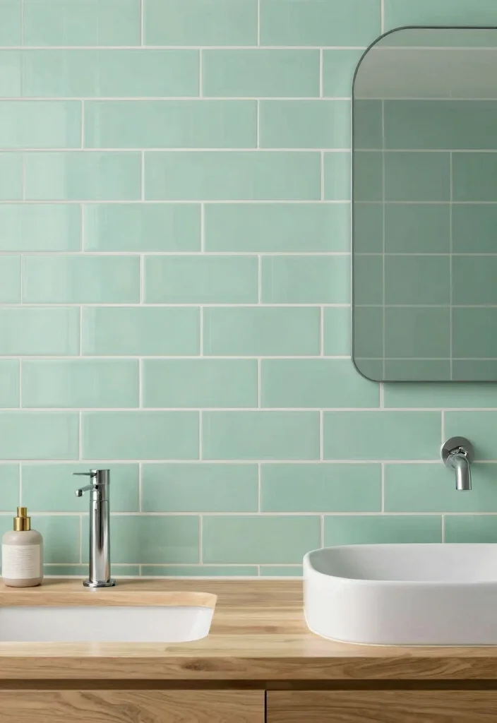 15 Bathroom Backsplash Ideas That Completely Change the Look 13. Subway Tile with a Twist 0