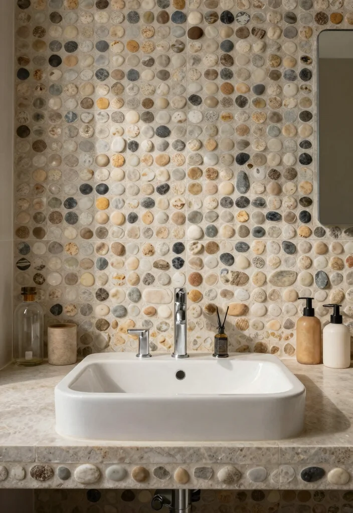 15 Bathroom Backsplash Ideas That Completely Change the Look 14. Mosaic Stone Tile 0