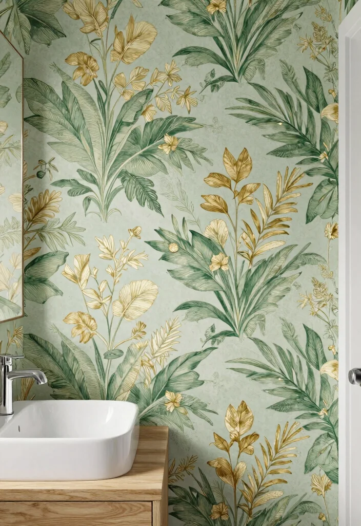 15 Bathroom Backsplash Ideas That Completely Change the Look 6. Eco Friendly Wallpaper 0