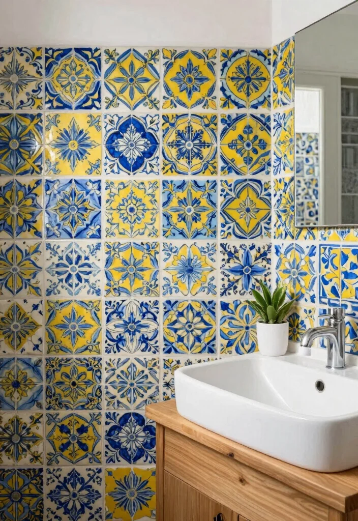 15 Bathroom Backsplash Ideas That Completely Change the Look 8. Hand Painted Tiles 0