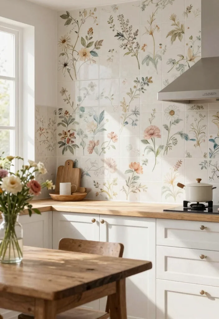 15 Unique Kitchen Backsplash Ideas You Rarely See 1. Vintage Floral Tiles 0