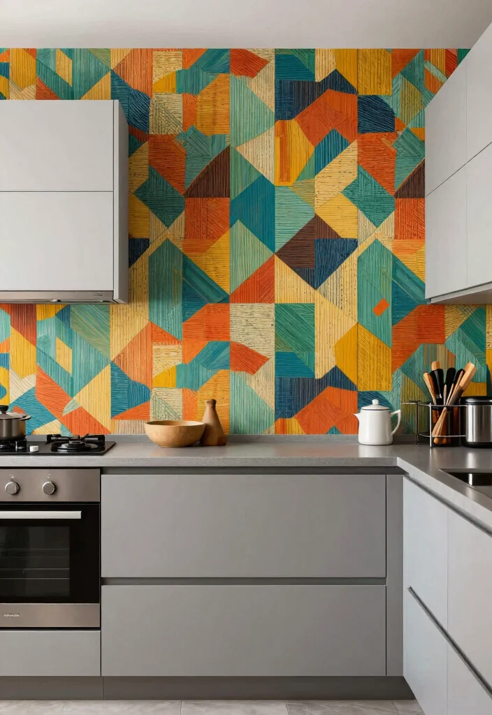 15 Unique Kitchen Backsplash Ideas You Rarely See 10. Textured Wallpaper 0