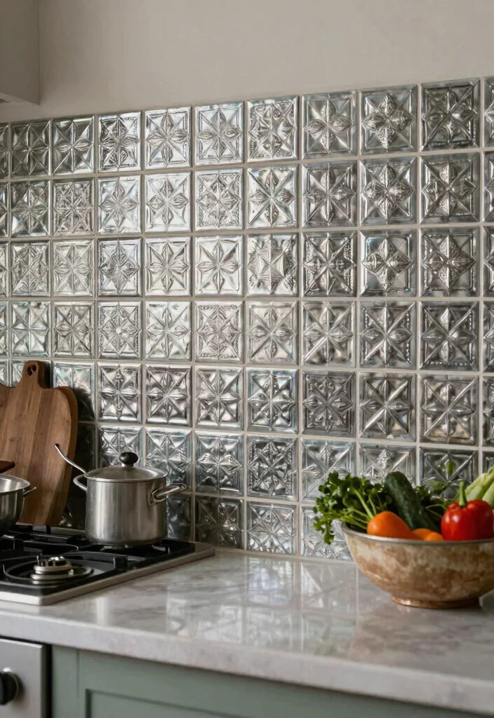 15 Unique Kitchen Backsplash Ideas You Rarely See 11. Vintage Tin Tiles 0