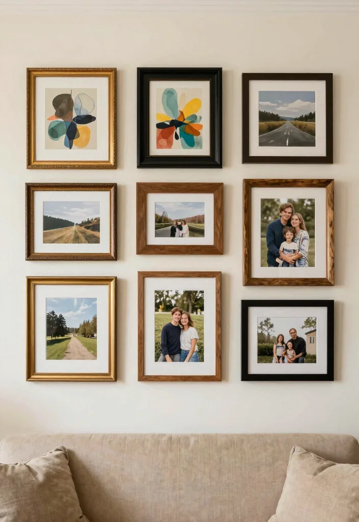 18 Living Room Wall Ideas That Completely Change the Space 1. Gallery Wall Magic 0