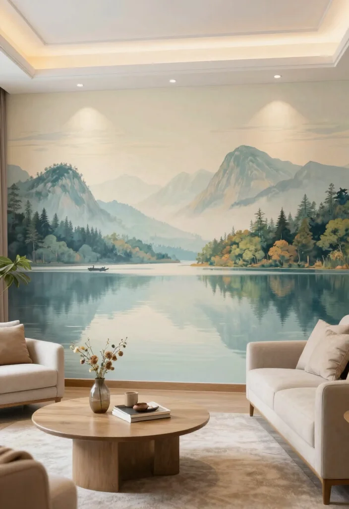 18 Living Room Wall Ideas That Completely Change the Space 14. Customized Wall Murals 0