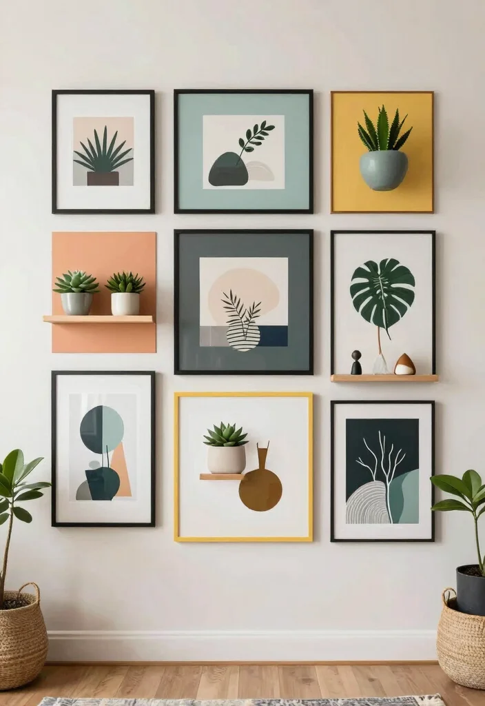 18 Living Room Wall Ideas That Completely Change the Space 16. Colorful Wall Grids 0