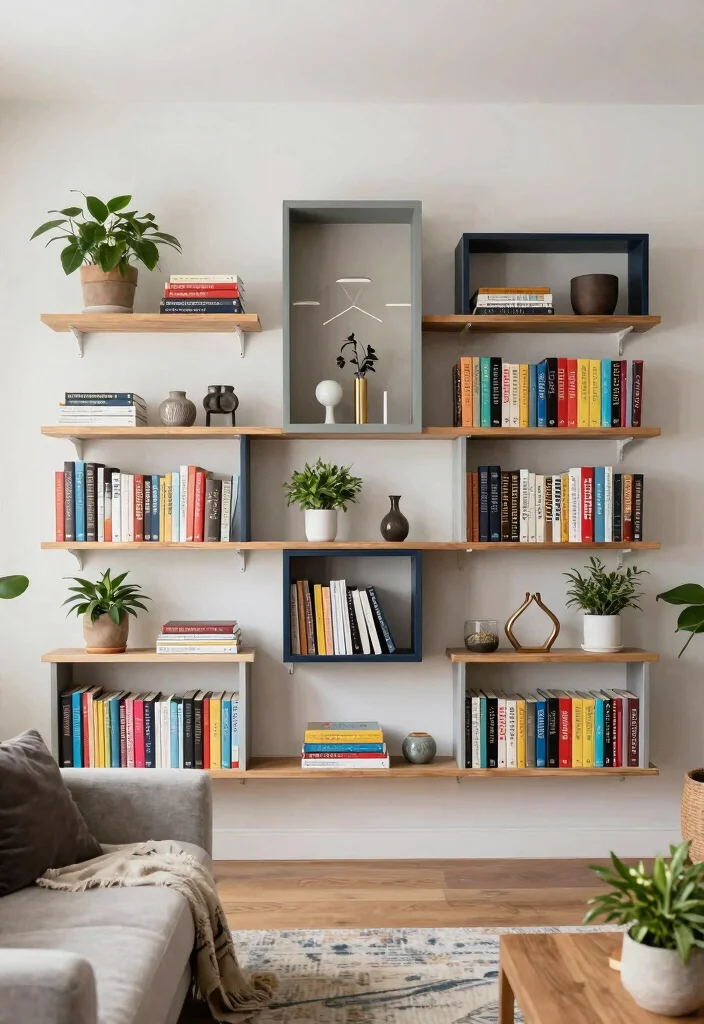 18 Living Room Wall Ideas That Completely Change the Space 17. Statement Shelving 0