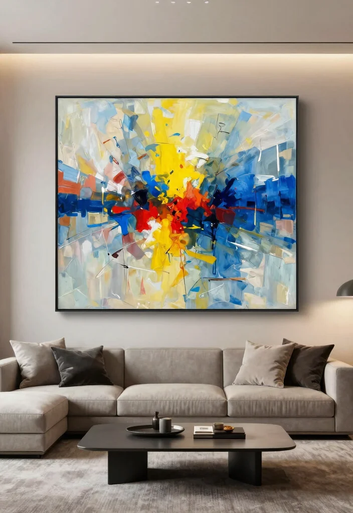 18 Living Room Wall Ideas That Completely Change the Space 4. Oversized Art Pieces 0