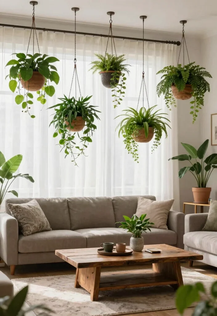 18 Living Room Wall Ideas That Completely Change the Space 6. Hanging Planters 0