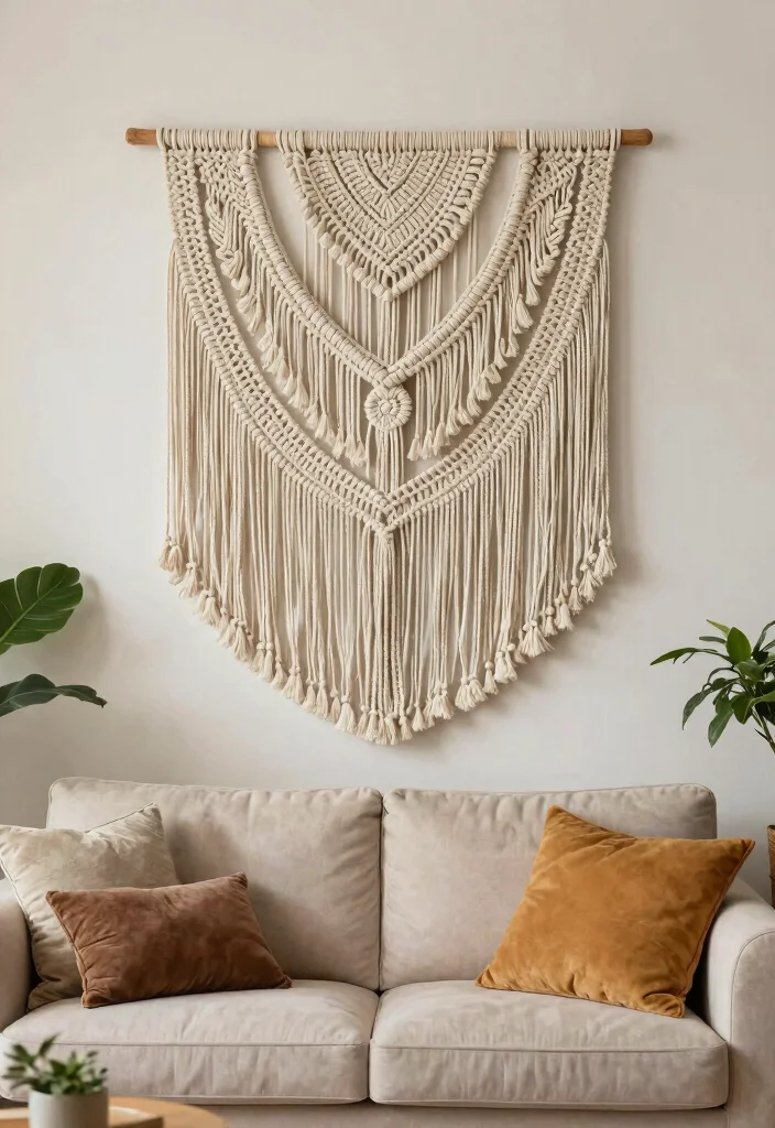 18 Living Room Wall Ideas That Completely Change the Space 7. Fabric Wall Hangings 0